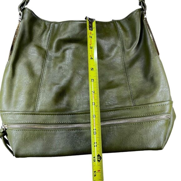 Charming Charlie Womens Green Hobo Handbag Shoulder Bag Purse Striped Lining - Picture 12 of 14